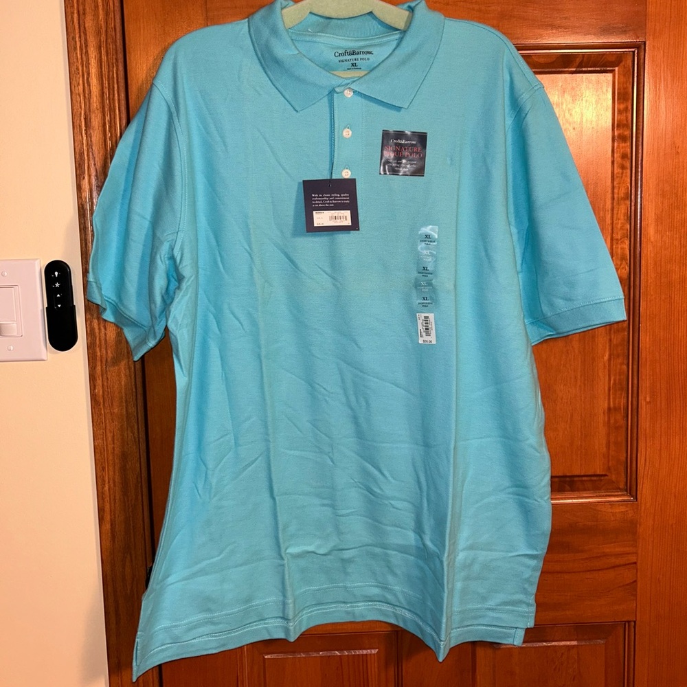 Croft & Barrow Aqua Blue Polo Shirt Vibrant Casual Style